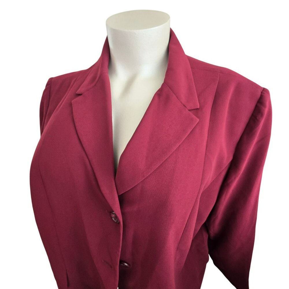 Maggie Barnes Womens Burgundy Blazer Jacket Size 28W 100% Polyester JJ4237